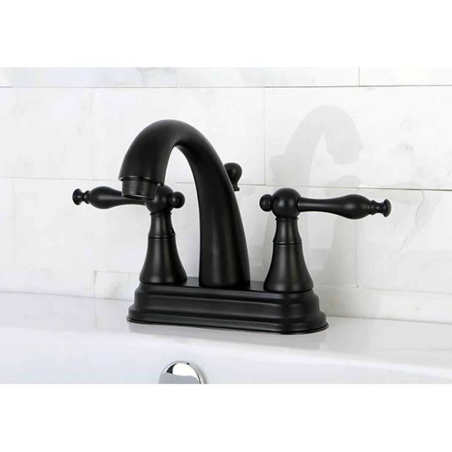 Kingston Brass Normandy Two Handle 4" Centerset Lavatory Faucet with Brass Pop-up