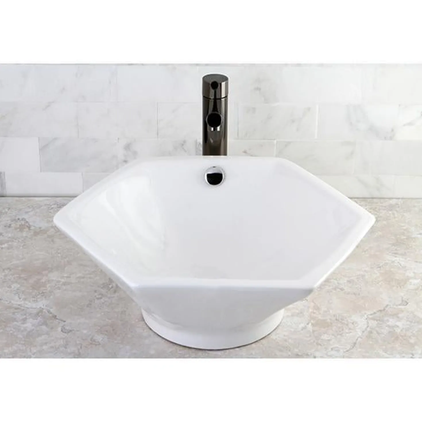 Kingston Brass NS8410DKL Water Onyx Single Handle Vessel Sink Faucet with Anti-Slide Handle Sleeve Less Pop up and Plate in Black Nickel