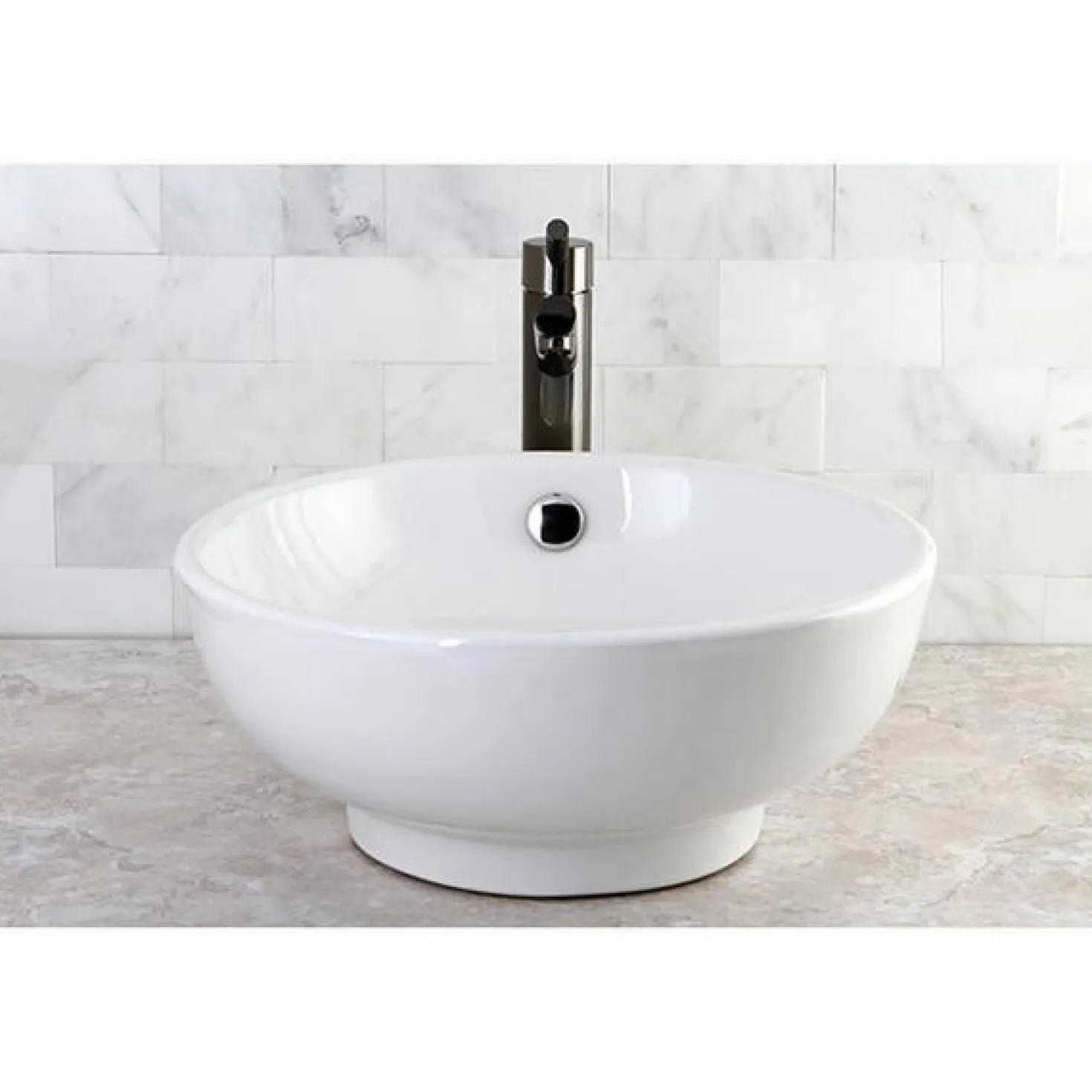 Kingston Brass NS8410DKL Water Onyx Single Handle Vessel Sink Faucet with Anti-Slide Handle Sleeve Less Pop up and Plate in Black Nickel