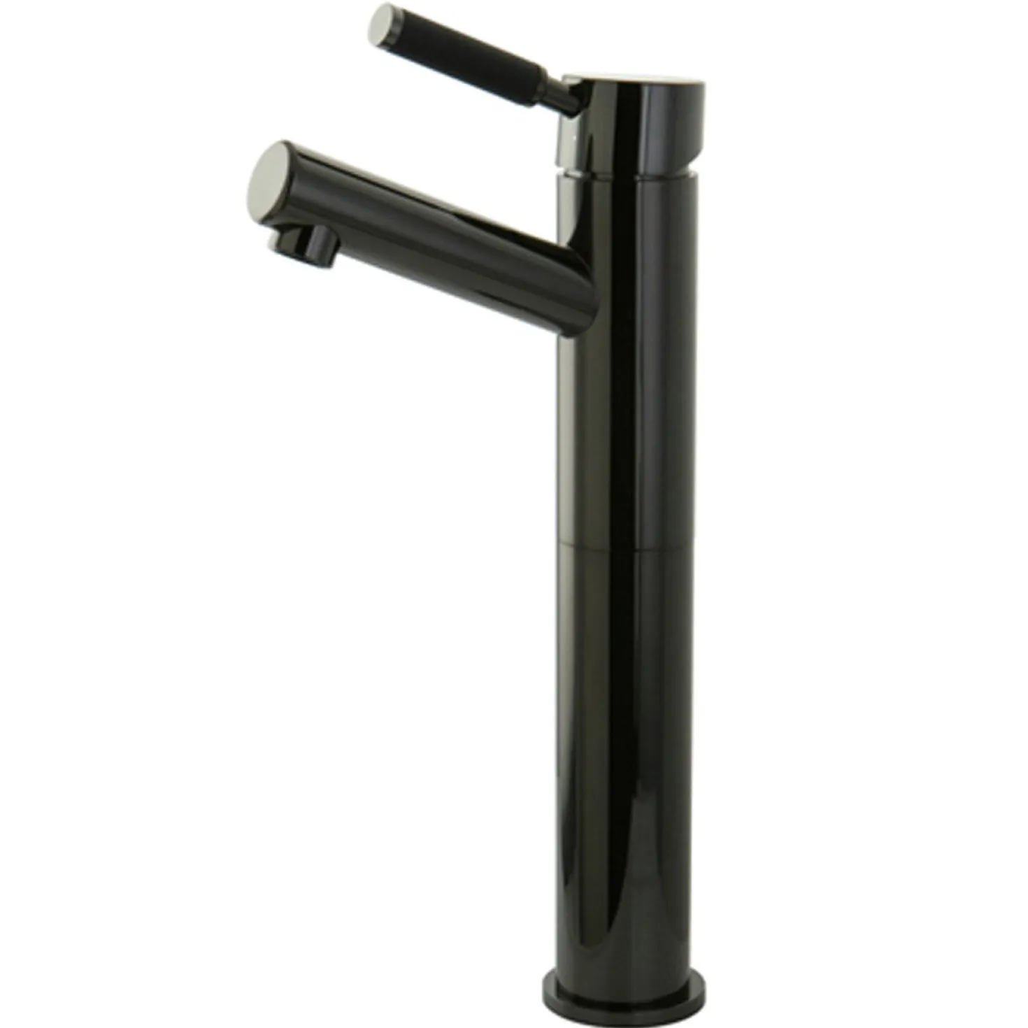 Kingston Brass NS8410DKL Water Onyx Single Handle Vessel Sink Faucet with Anti-Slide Handle Sleeve Less Pop up and Plate in Black Nickel