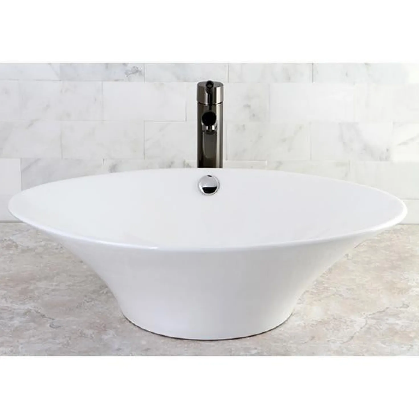 Kingston Brass NS8410DKL Water Onyx Single Handle Vessel Sink Faucet with Anti-Slide Handle Sleeve Less Pop up and Plate in Black Nickel