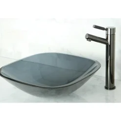 Kingston Brass NS8410DKL Water Onyx Single Handle Vessel Sink Faucet with Anti-Slide Handle Sleeve Less Pop up and Plate in Black Nickel