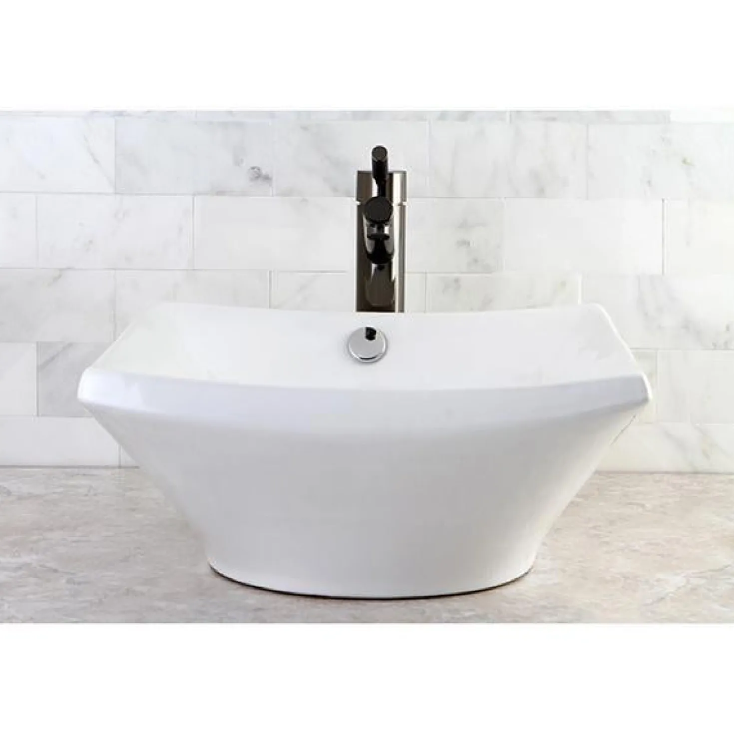 Kingston Brass NS8410DKL Water Onyx Single Handle Vessel Sink Faucet with Anti-Slide Handle Sleeve Less Pop up and Plate in Black Nickel