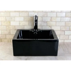 Kingston Brass NS8420DKL Water Onyx Single Handle Lavatory Faucet with Anti-Slide Handle Sleeve and Brass Pop up Drain in Black Nickel