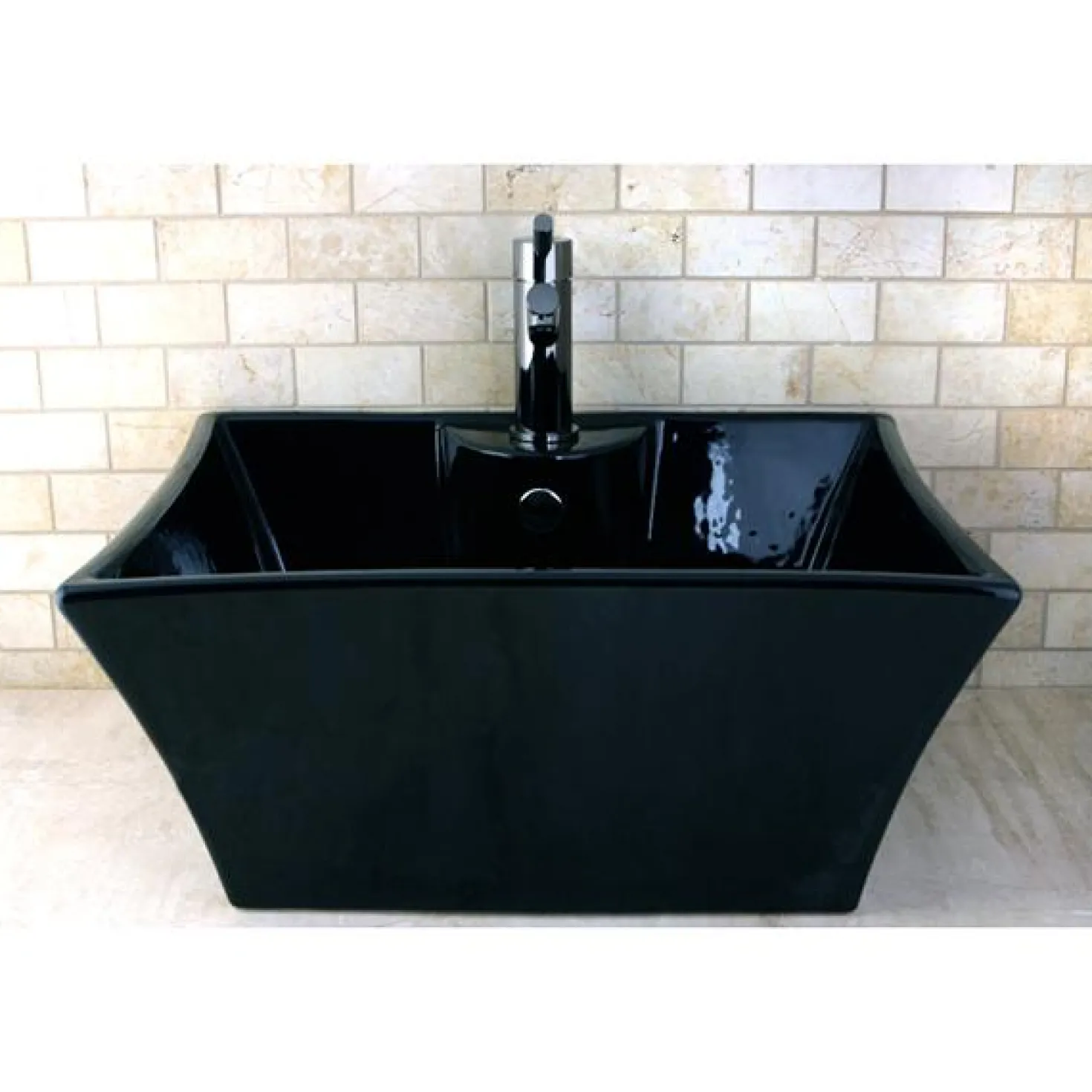 Kingston Brass NS8420DKL Water Onyx Single Handle Lavatory Faucet with Anti-Slide Handle Sleeve and Brass Pop up Drain in Black Nickel