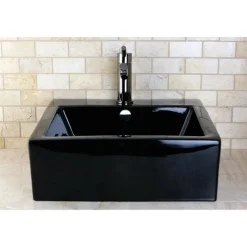 Kingston Brass NS8420DKL Water Onyx Single Handle Lavatory Faucet with Anti-Slide Handle Sleeve and Brass Pop up Drain in Black Nickel