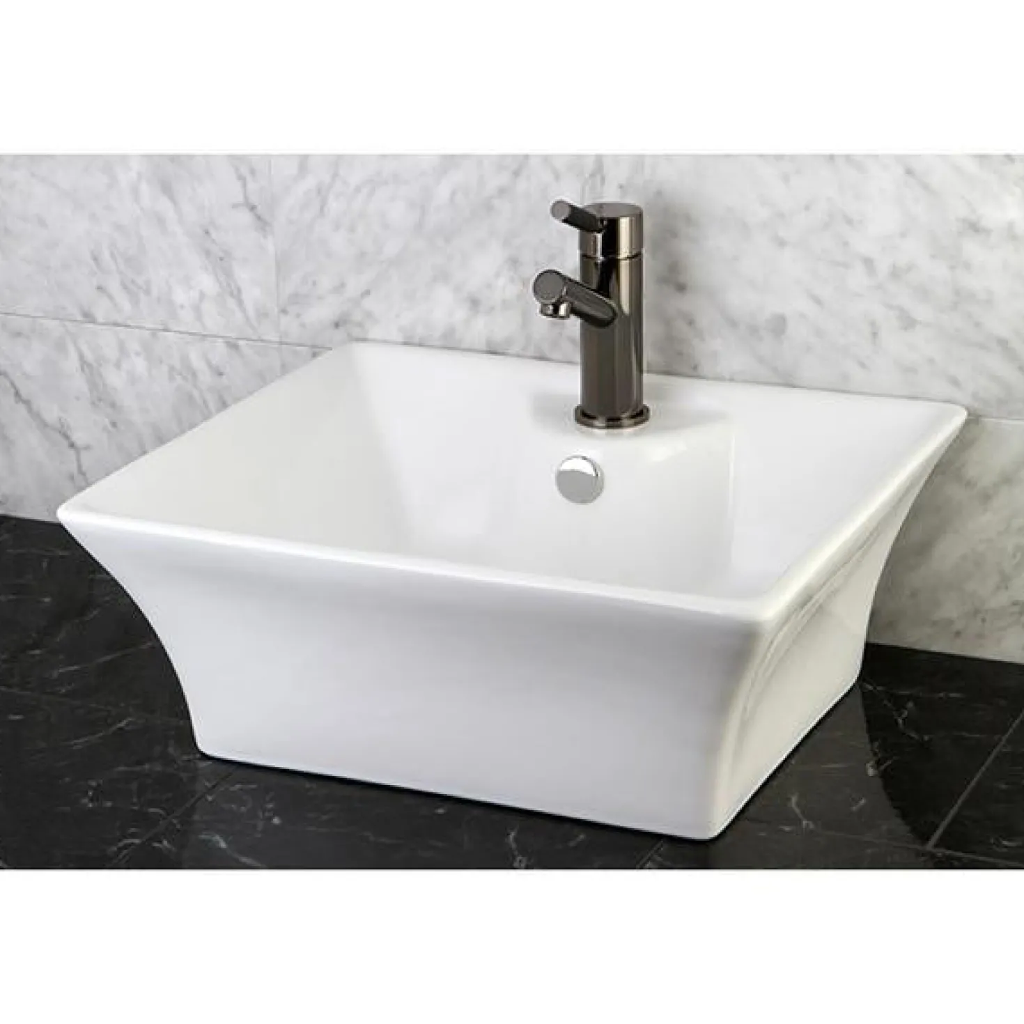 Kingston Brass NS8420DKL Water Onyx Single Handle Lavatory Faucet with Anti-Slide Handle Sleeve and Brass Pop up Drain in Black Nickel