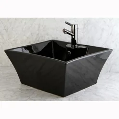 Kingston Brass NS8420DKL Water Onyx Single Handle Lavatory Faucet with Anti-Slide Handle Sleeve and Brass Pop up Drain in Black Nickel