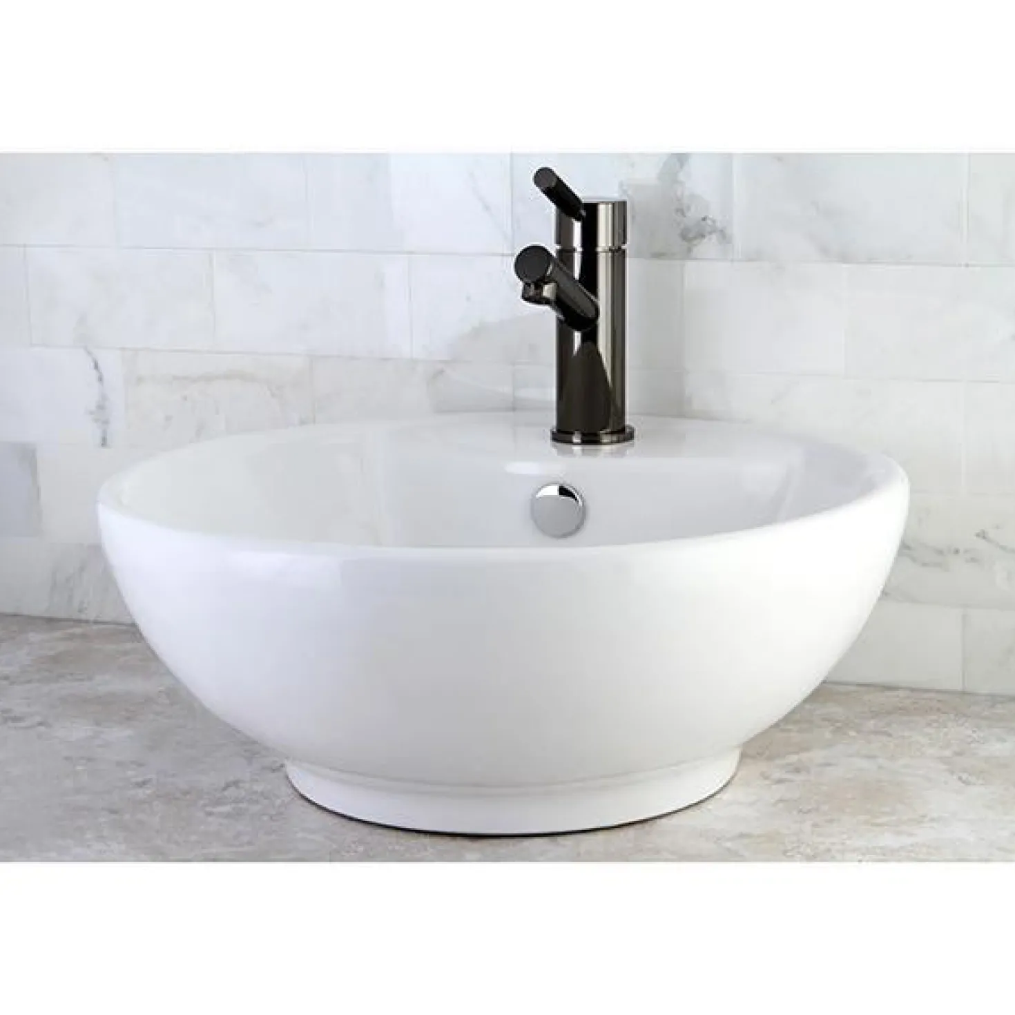 Kingston Brass NS8420DKL Water Onyx Single Handle Lavatory Faucet with Anti-Slide Handle Sleeve and Brass Pop up Drain in Black Nickel