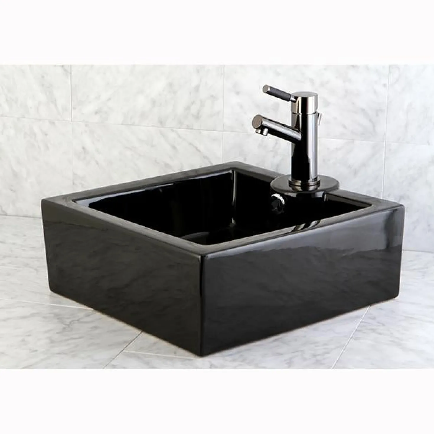 Kingston Brass NS8420DKL Water Onyx Single Handle Lavatory Faucet with Anti-Slide Handle Sleeve and Brass Pop up Drain in Black Nickel