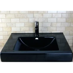 Kingston Brass NS8420DKL Water Onyx Single Handle Lavatory Faucet with Anti-Slide Handle Sleeve and Brass Pop up Drain in Black Nickel