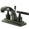 Kingston Brass NS4640DKL Water Onyx 4 Inch Centerset Lavatory Faucet with Brass Pop up Drain in Black Nickel