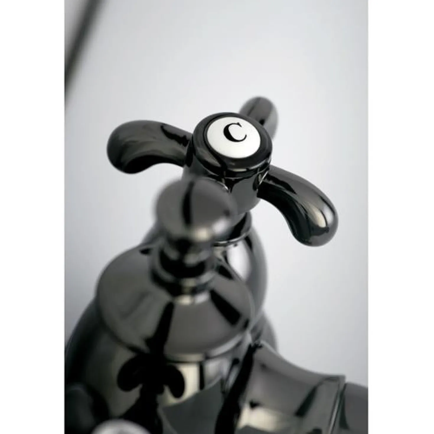 Kingston Brass NS7000TX Water Onyx 4 Inch Centerset Lavatory Faucet with Cross Handles and Brass Pop up Drain in Black Nickel