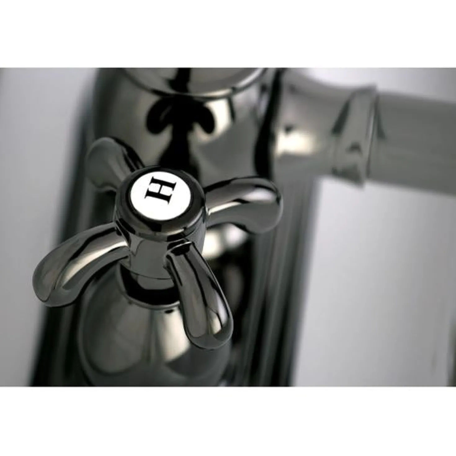 Kingston Brass NS7000TX Water Onyx 4 Inch Centerset Lavatory Faucet with Cross Handles and Brass Pop up Drain in Black Nickel