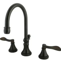 Kingston Brass Nu French Two Handle 8" to 16" Widespread Lavatory Faucet with Brass Pop-up