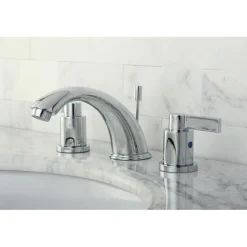 Kingston Brass NuvoFusion Double Handle 8" to 16" Widespread Lavatory Faucet with Brass Pop-up