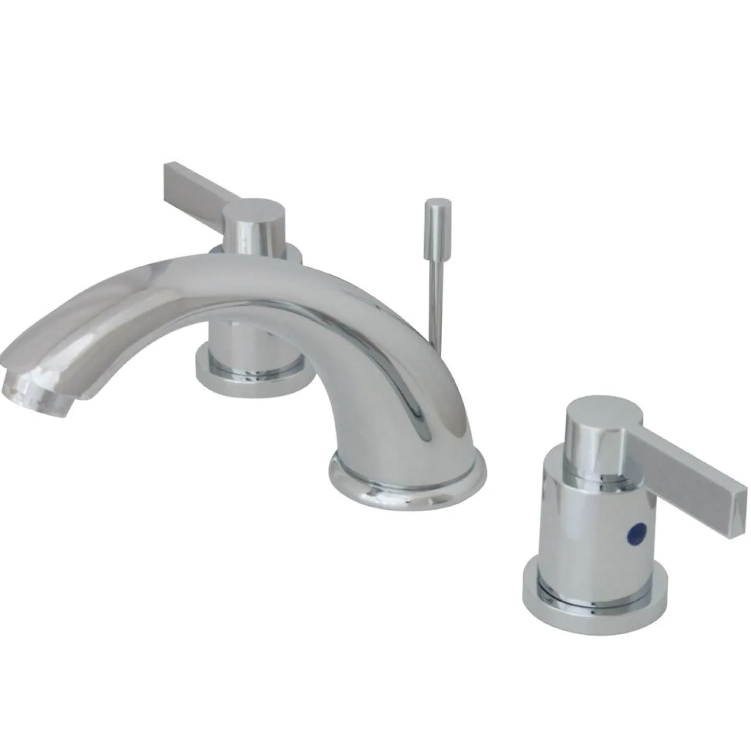 Kingston Brass NuvoFusion Double Handle 8" to 16" Widespread Lavatory Faucet with Brass Pop-up