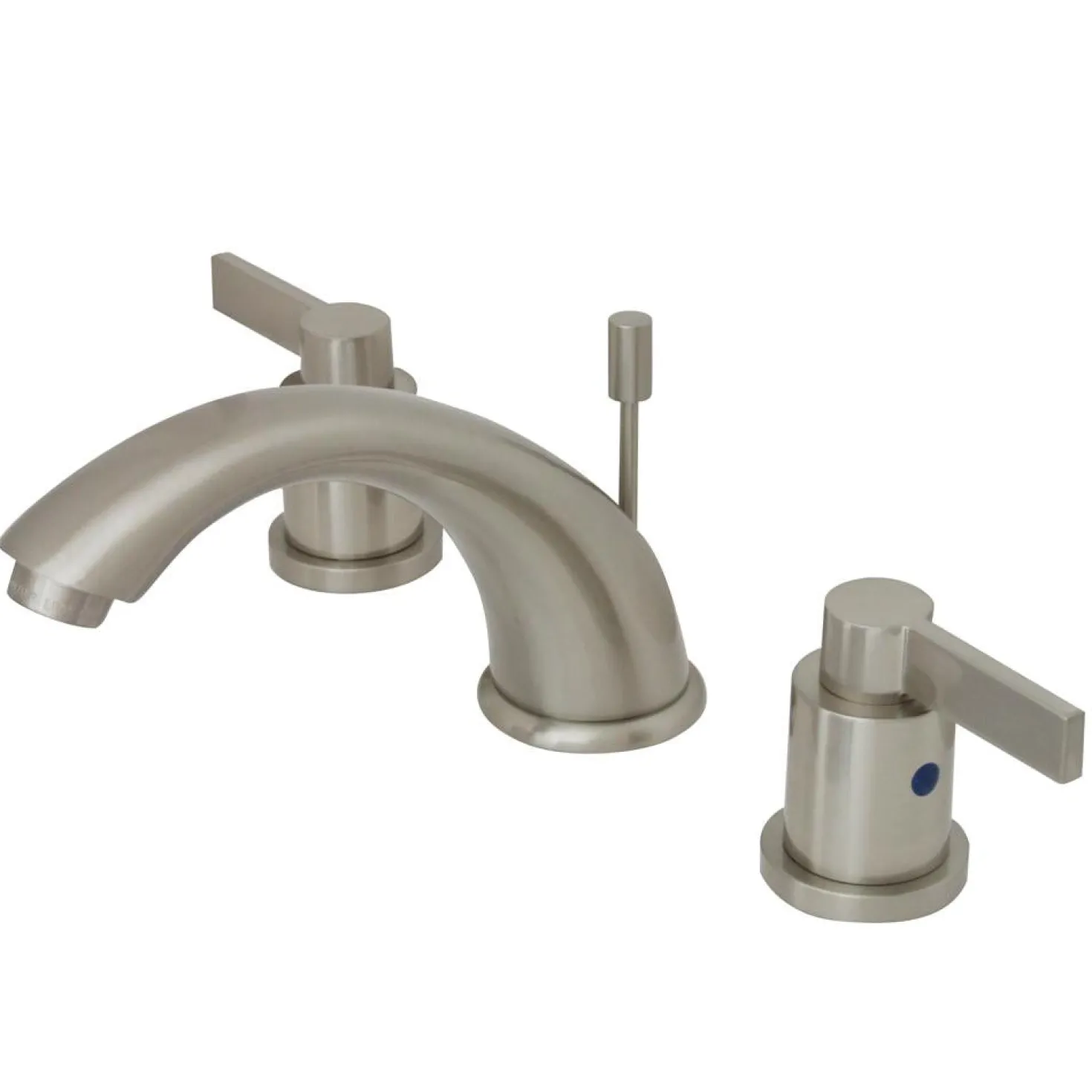 Kingston Brass NuvoFusion Double Handle 8" to 16" Widespread Lavatory Faucet with Brass Pop-up