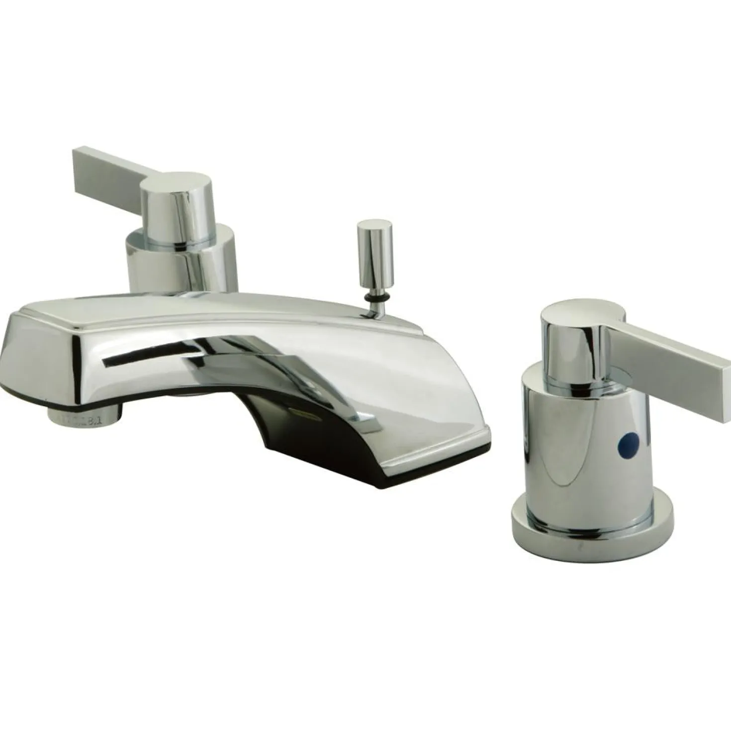 Kingston Brass NuvoFusion Double Handle 4" to 16" Widespread Lavatory Faucet with Brass Pop-up