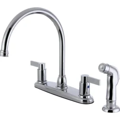 Kingston Brass NuvoFusion 8-Inch Centerset Kitchen Faucet with Side Sprayer