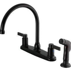 Kingston Brass NuvoFusion 8-Inch Centerset Kitchen Faucet with Side Sprayer