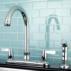 Kingston Brass NuvoFusion 8-Inch Center Gooseneck Kitchen Faucet