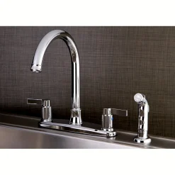 Kingston Brass NuvoFusion 8-Inch Center Gooseneck Kitchen Faucet