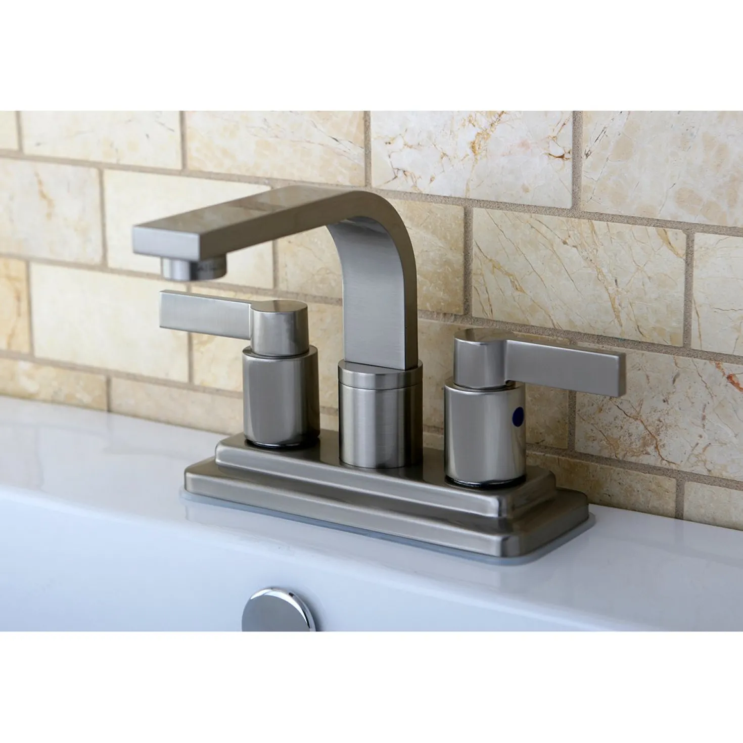 Kingston Brass NuvoFusion 4-Inch Centerset Two-Handle Bathroom Faucet