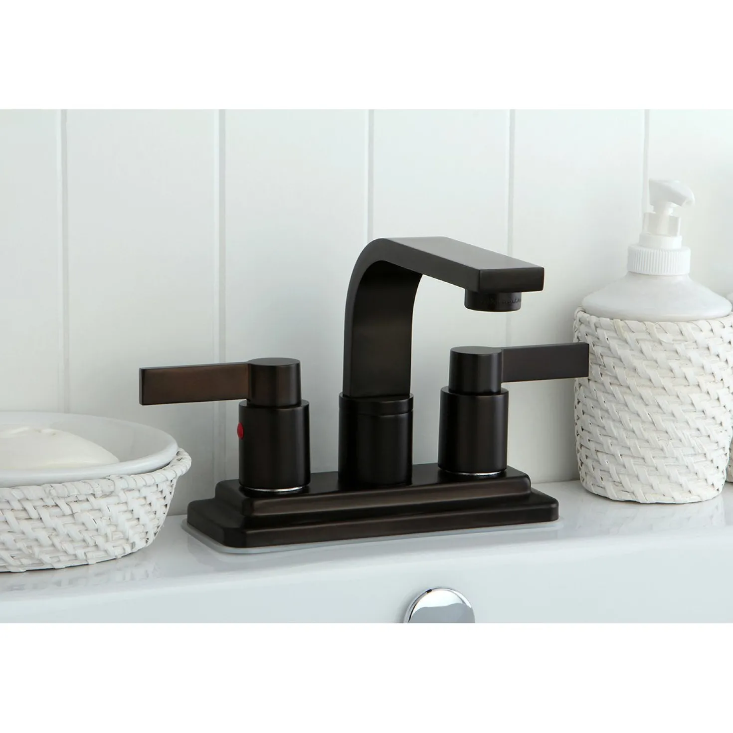 Kingston Brass NuvoFusion 4-Inch Centerset Two-Handle Bathroom Faucet