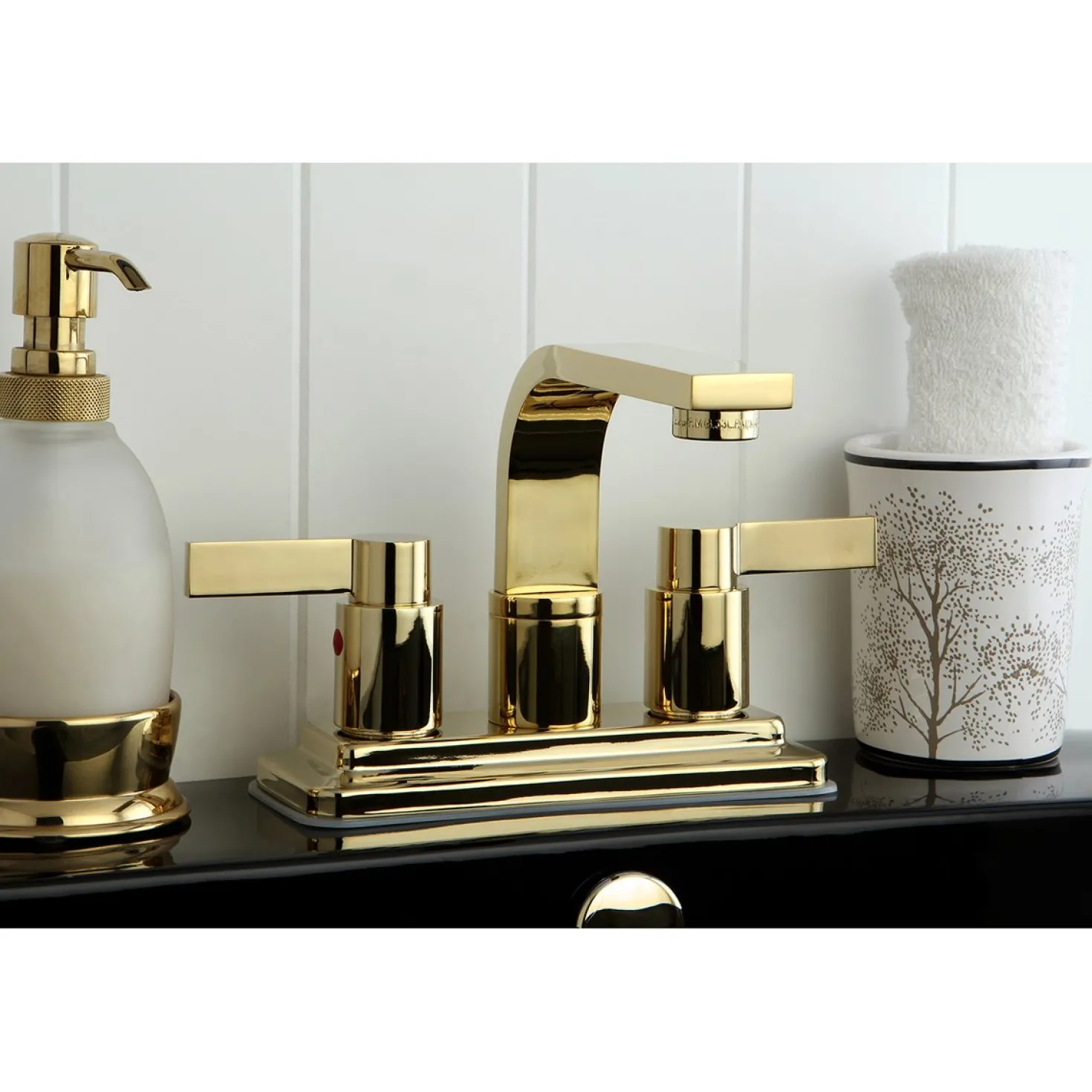 Kingston Brass NuvoFusion 4-Inch Centerset Two-Handle Bathroom Faucet