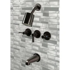 Kingston Brass NuvoFusion Three-Handle Tub and Shower Faucet