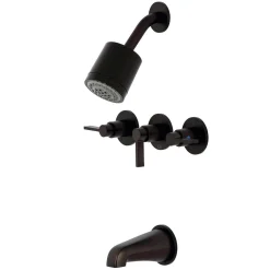 Kingston Brass NuvoFusion Three-Handle Tub and Shower Faucet