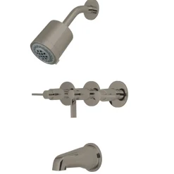 Kingston Brass NuvoFusion Three-Handle Tub and Shower Faucet