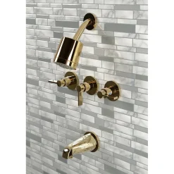 Kingston Brass NuvoFusion Three-Handle Tub and Shower Faucet