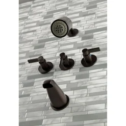 Kingston Brass NuvoFusion Three-Handle Tub and Shower Faucet