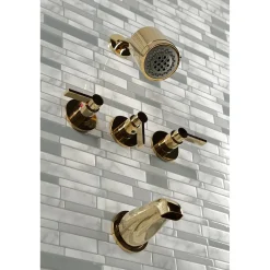 Kingston Brass NuvoFusion Three-Handle Tub and Shower Faucet