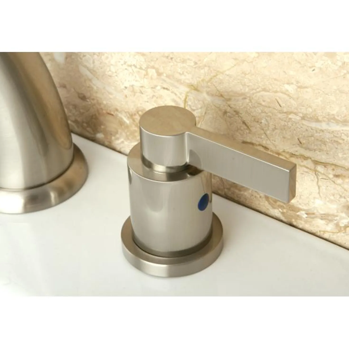 Kingston Brass NuvoFusion 8" to 16" Widespread Double Handle Lavatory Faucet with Brass Pop-up