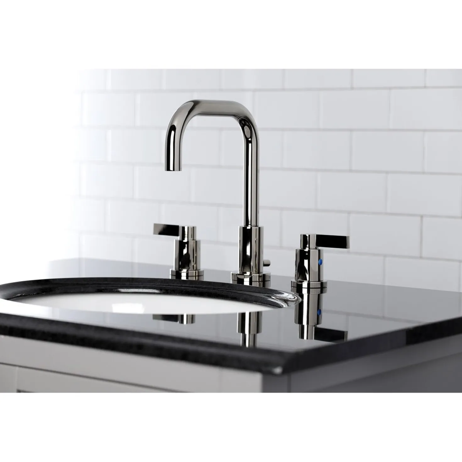 Kingston Brass NuvoFusion Widespread Bathroom Faucet with Brass Pop-Up