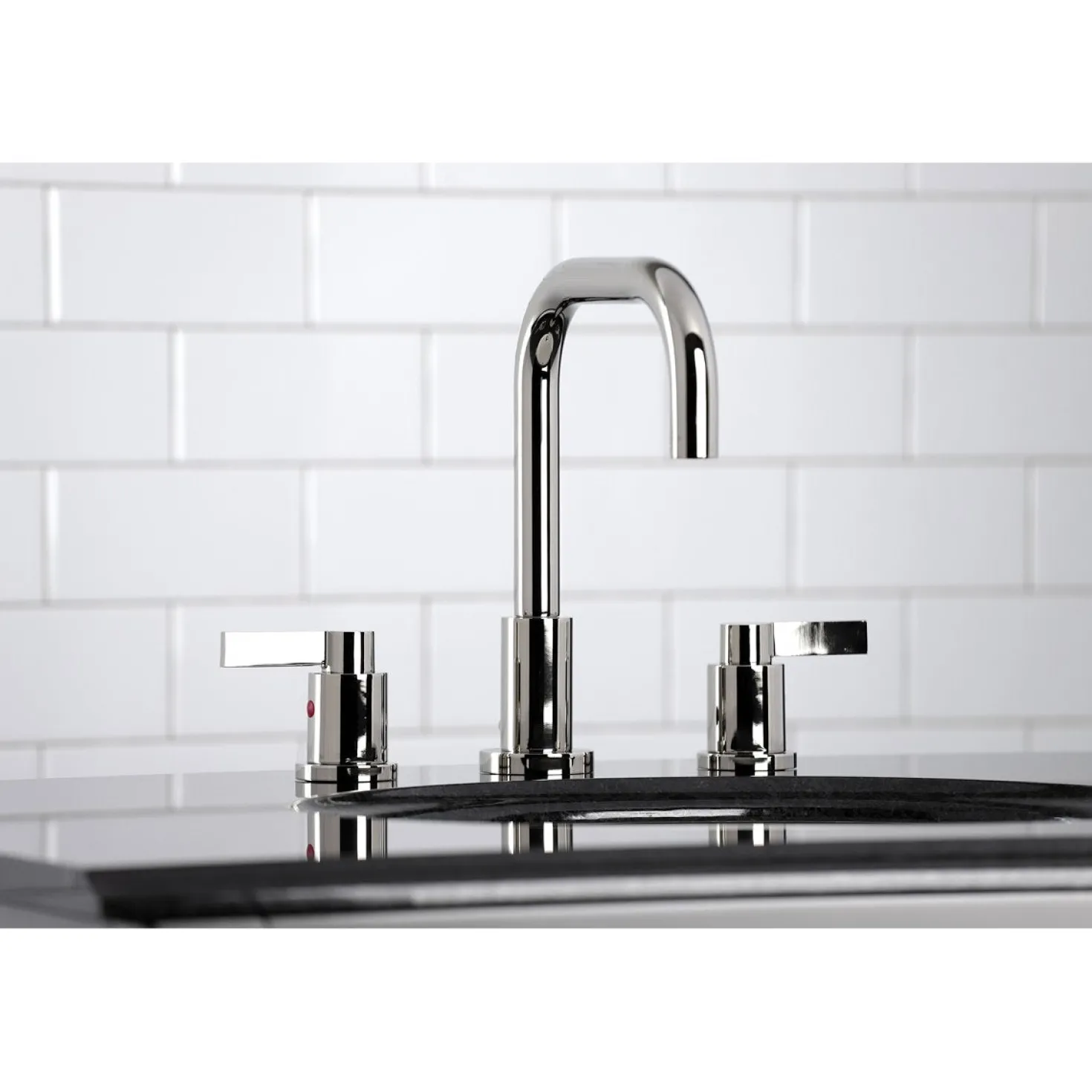 Kingston Brass NuvoFusion Widespread Bathroom Faucet with Brass Pop-Up