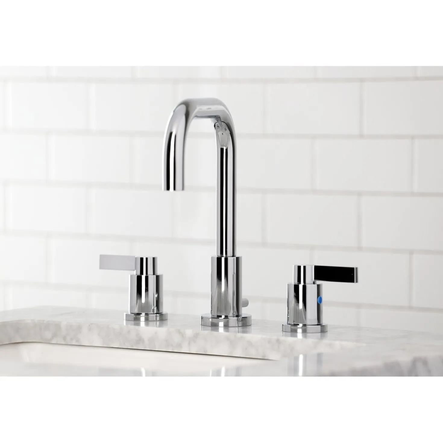 Kingston Brass NuvoFusion Widespread Bathroom Faucet with Brass Pop-Up