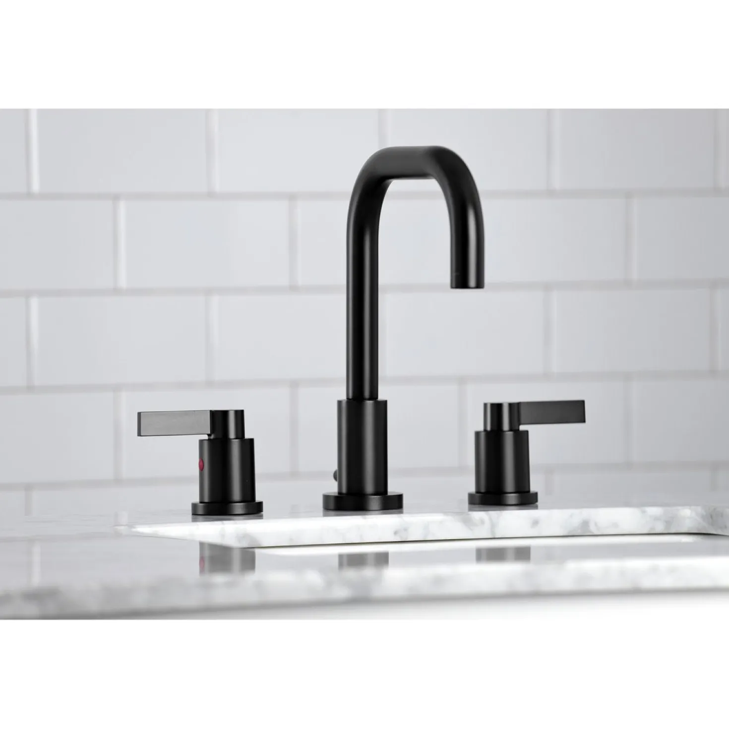Kingston Brass NuvoFusion Widespread Bathroom Faucet with Brass Pop-Up