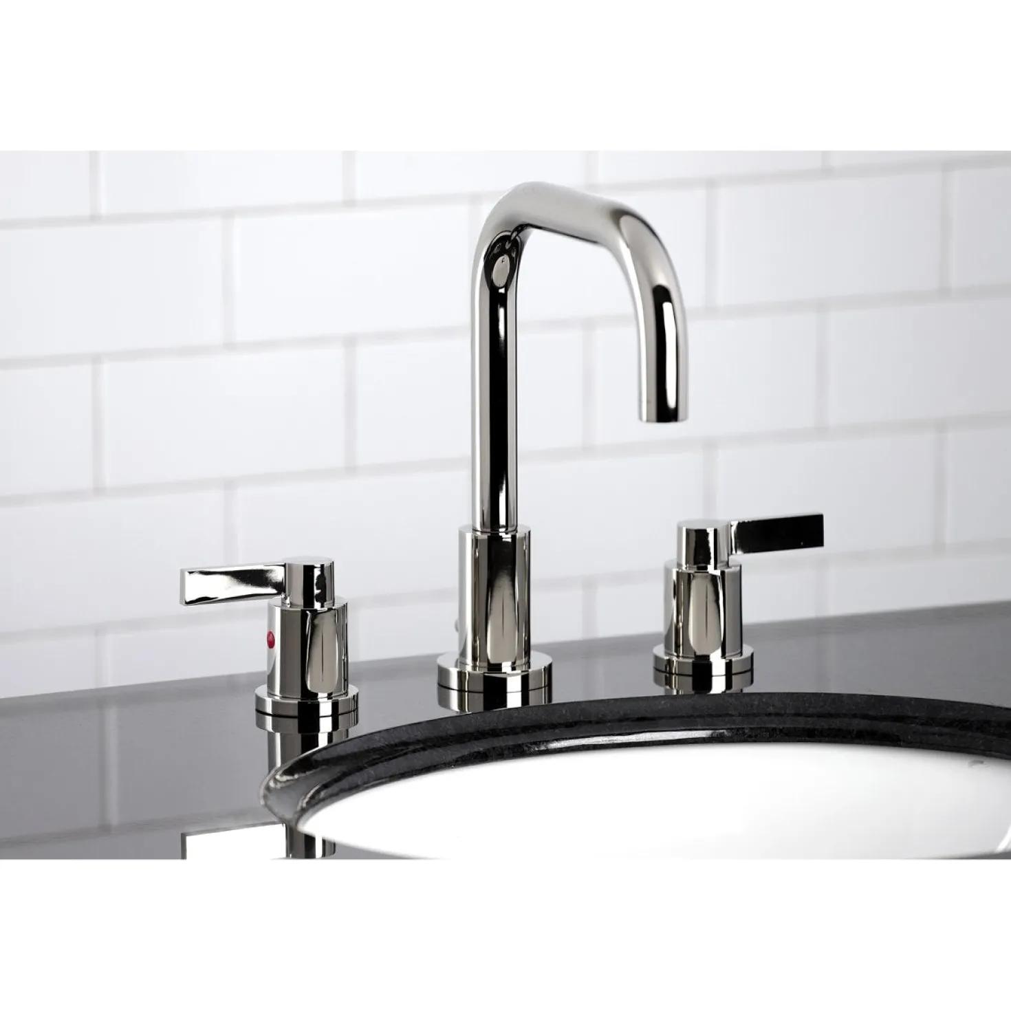 Kingston Brass NuvoFusion Widespread Bathroom Faucet with Brass Pop-Up