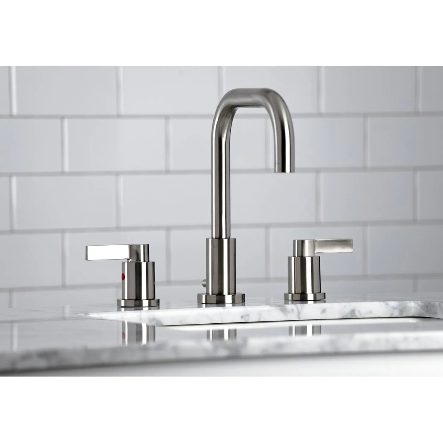 Kingston Brass NuvoFusion Widespread Bathroom Faucet with Brass Pop-Up