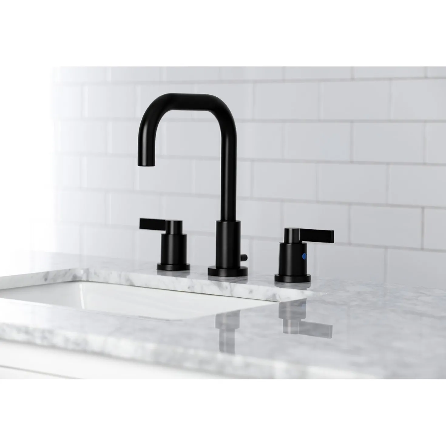 Kingston Brass NuvoFusion Widespread Bathroom Faucet with Brass Pop-Up