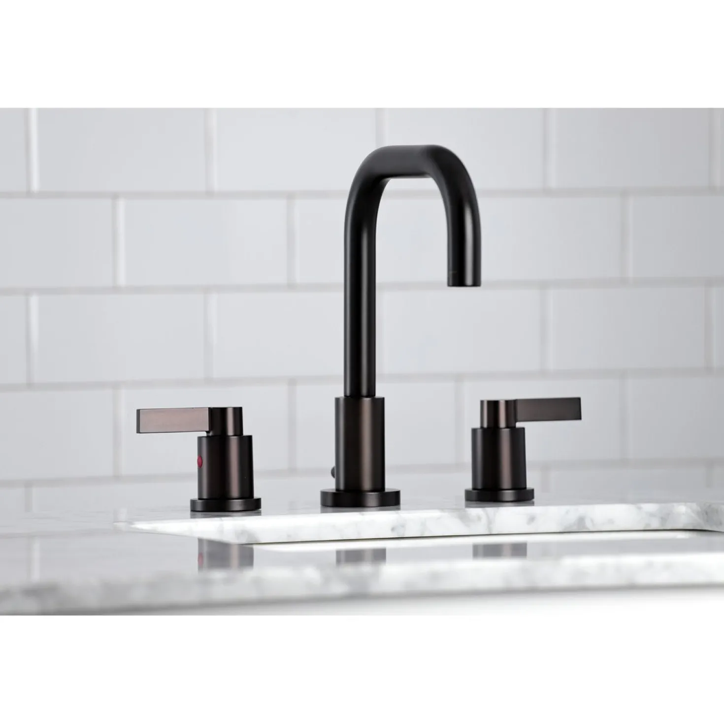 Kingston Brass NuvoFusion Widespread Bathroom Faucet with Brass Pop-Up