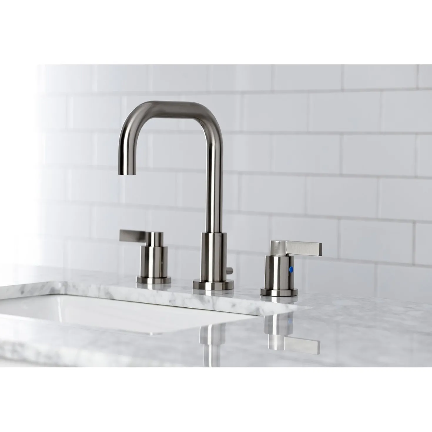 Kingston Brass NuvoFusion Widespread Bathroom Faucet with Brass Pop-Up