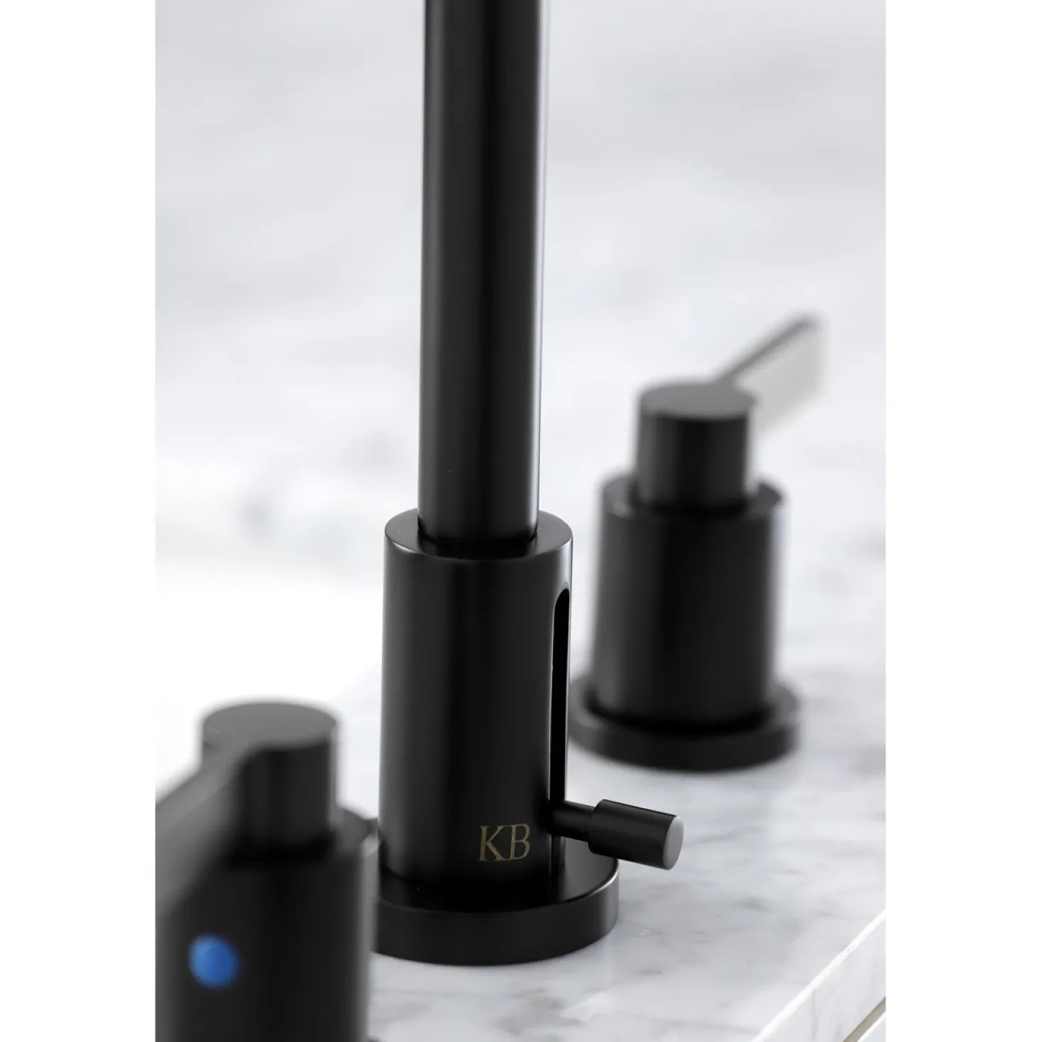 Kingston Brass NuvoFusion Widespread Bathroom Faucet with Brass Pop-Up