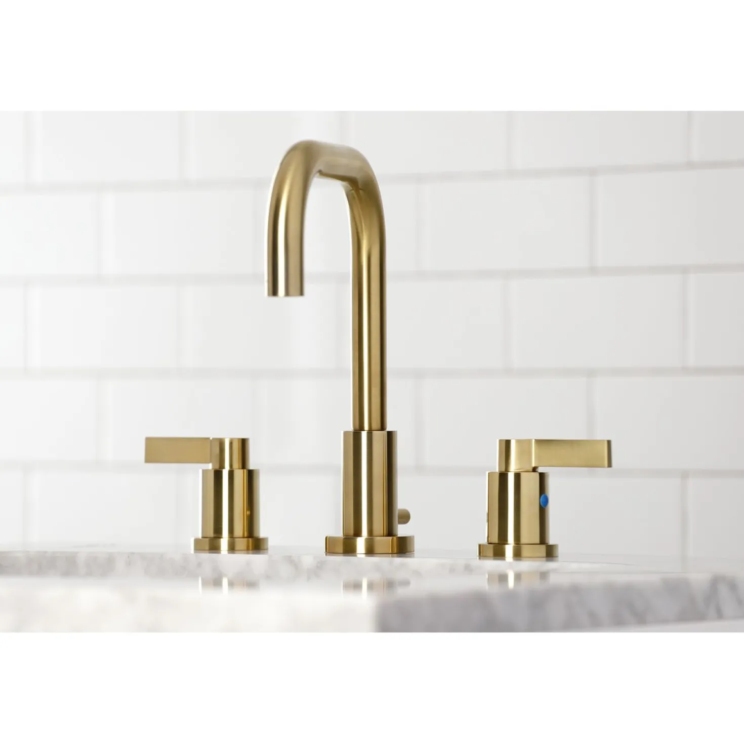 Kingston Brass NuvoFusion Widespread Bathroom Faucet with Brass Pop-Up