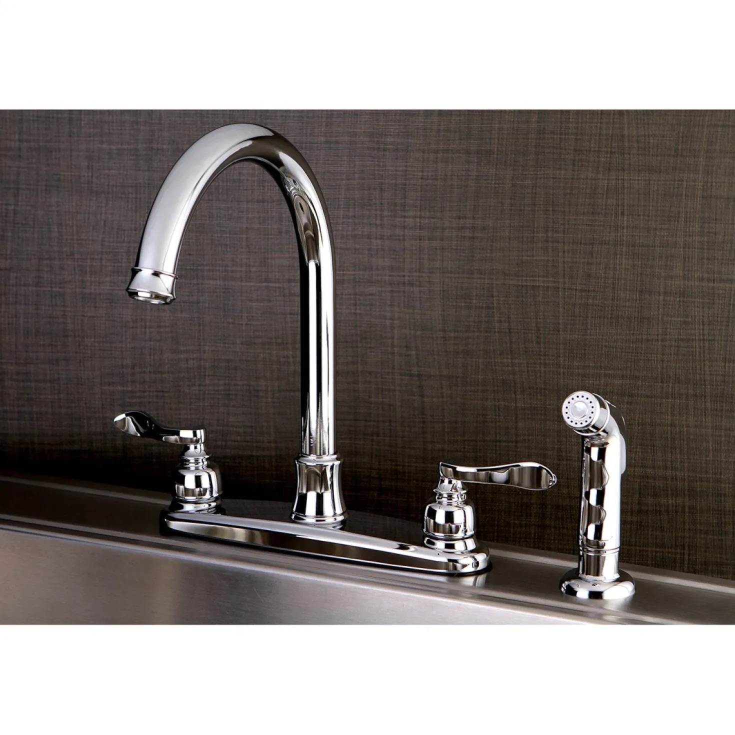 Kingston Brass NuWave French 8-Inch Center Gooseneck Kitchen Faucet