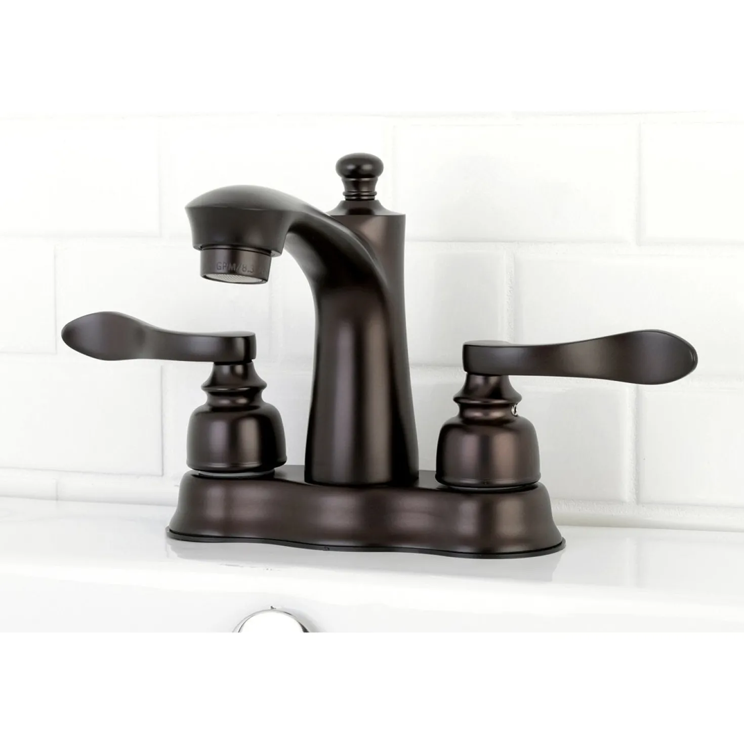 Kingston Brass NuWave French 4-Inch Centerset Deck Mount Bathroom Faucet